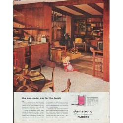 1957 Armstrong Floors Ad "the car made way for the family"