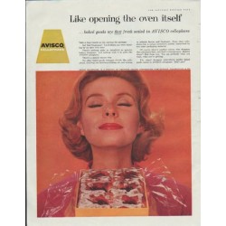 1957 Avisco Cellophane Ad "Like opening the oven itself"