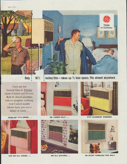 Vintage 1957 General Electric Ad Thinline Air Conditioner