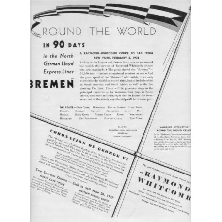 1937 Raymond-Whitcomb Cruise Ad "Bremen"