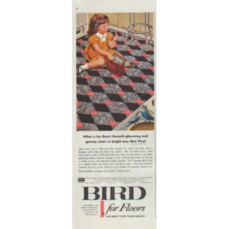 1957 Bird Floors and Roofs Ad "What a fun floor!"