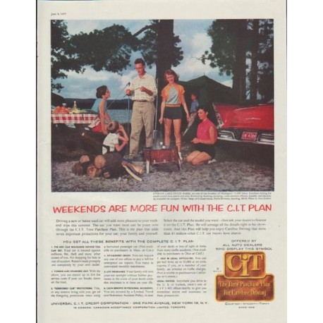 1957 C.I.T Credit Corporation Ad "Weekends are more fun"