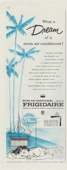 1964 pink aqua yellow Frigidaire electric stove range oven vintage ad