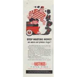 1957 Hastings Piston Rings Ad "Stop Wasting Money"