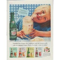 1957 Canada Dry Ad "Ginger Ale brightens any ice cream soda"