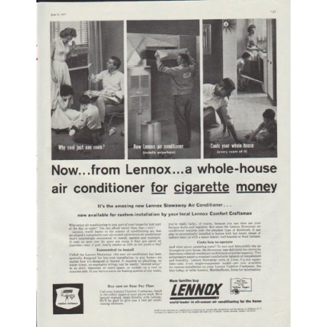 1957 Lennox Ad "a whole-house air conditioner"