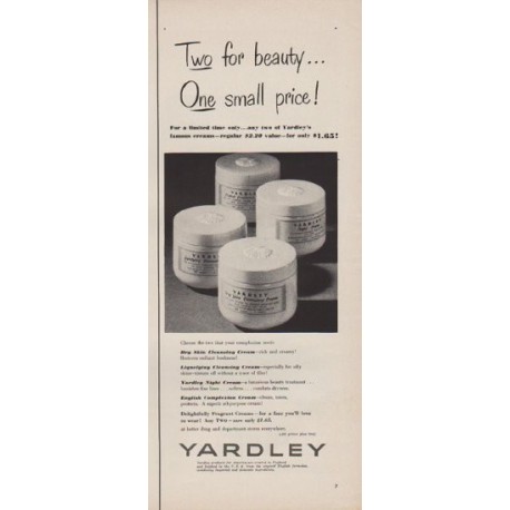 1952 Yardley Ad "Two for beauty"