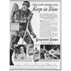 1937 Seagram's Crown Ad "Keep In Trim"