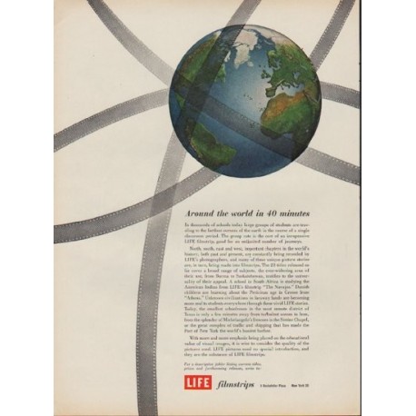 1952 LIFE Filmstrips Ad "Around the world in 40 minutes"