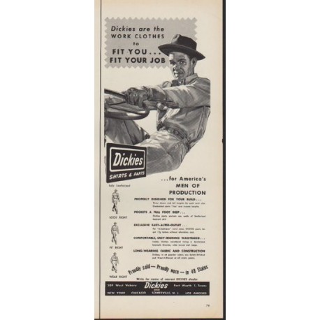 1952 Dickies Ad "Dickies are the Work Clothes"