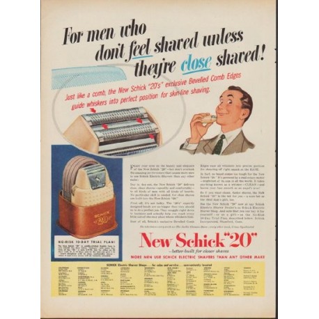 1952 Schick Ad "close shaved"