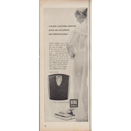 1952 Borg Scale Ad "Accurate Bathroom Scale"