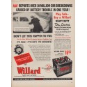 1952 Willard Batteries Ad "Over 10 Million Car Breakdowns"
