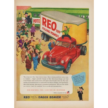 1952 REO Motors Ad "REO for Pulling Power!"