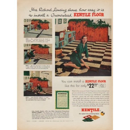 1952 Kentile Floor Ad "Mrs. Richard Lansing"