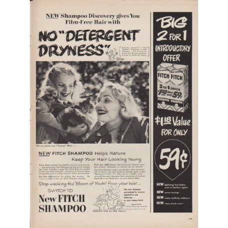 1952 Fitch Shampoo Ad "No "Detergent Dryness""