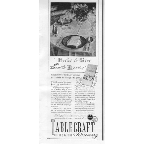1937 Tablecraft By Rosemary Cloth Napkins Ad