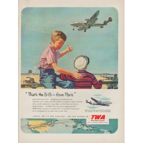 1951 Trans World Airlines Ad "That's the 5:15"