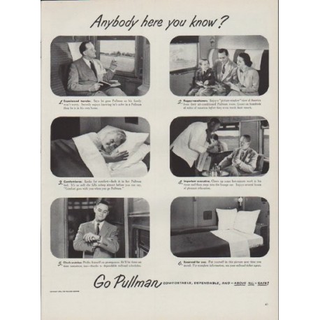 1951 Pullman Train Cars Ad "Anybody here you know?"