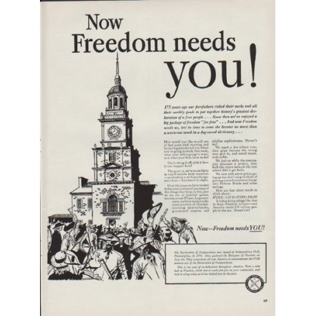 1951 The Advertising Council Ad "Now Freedom needs you!"