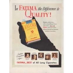 1951 Fatima Cigarettes Ad "the Difference is Quality"