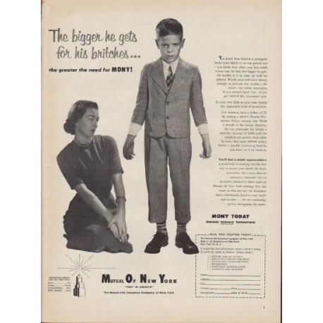 1953 Mutual Of New York Ad "The bigger he gets"
