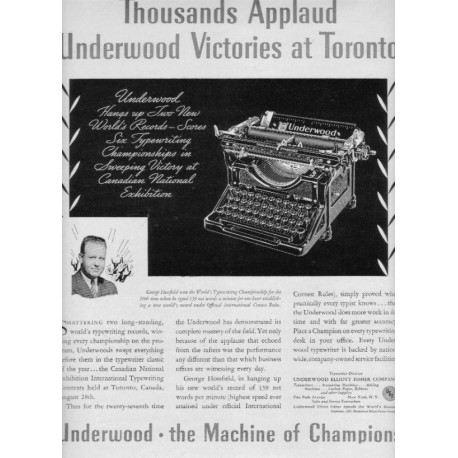 1937 Underwood Typewriter Ad "Champions"