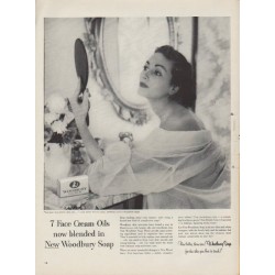 1953 Woodbury Soap Ad "7 Face Cream Oils"