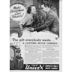 1937 Univex Movie Camera Ad "Make Christmas"