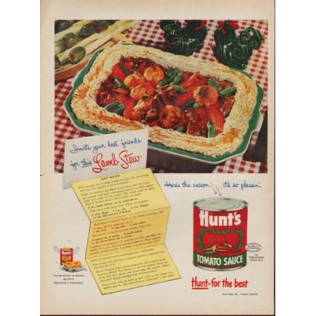 1953 Hunt's Tomato Sauce Ad "Lamb Stew"