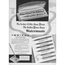 1937 Waterman's Pens Ad "No Better Gifts"