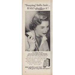 1953 Halo Shampoo Ad "Soaping"