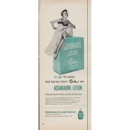 1953 Aquamarine Lotion Ad "For you!"
