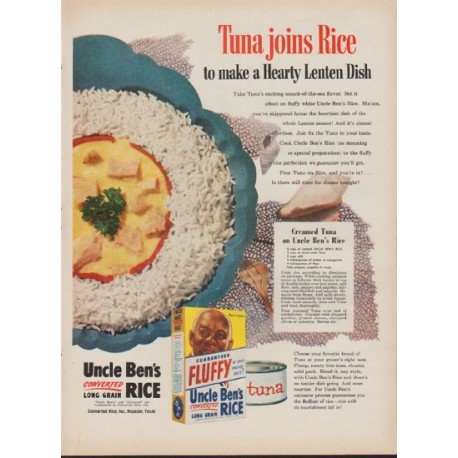 1953 Uncle Ben's Rice Ad "Tuna joins Rice"