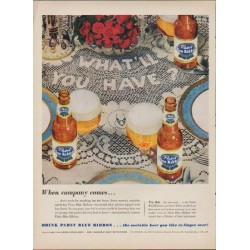 1953 Pabst Blue Ribbon Beer Ad "When company comes"