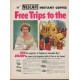 1953 Nescafe Ad "Free Trips"