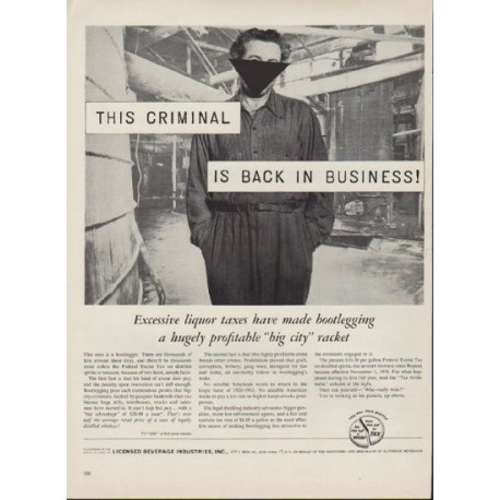1953 Licensed Beverage Industries Ad "This Criminal"