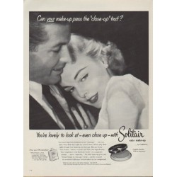 1953 Solitair Make-Up Ad ""close-up" test"