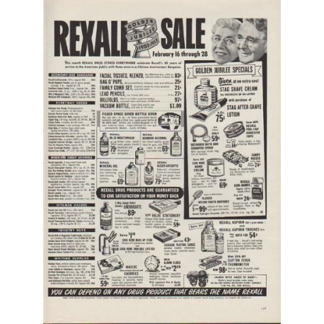 1953 Rexall Drug Store Ad "Golden Jubilee"