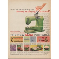 1953 Elna Sewing Machine Ad "easy as playing a record"
