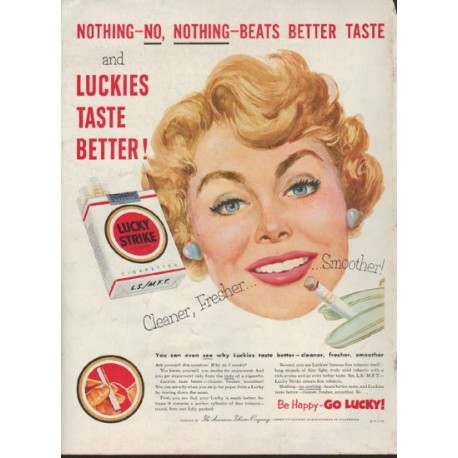 1953 Lucky Strike Ad "Nothing Beats Better Taste"