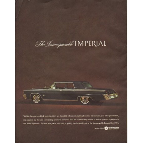 1964 Chrysler Ad "The Incomparable Imperial"