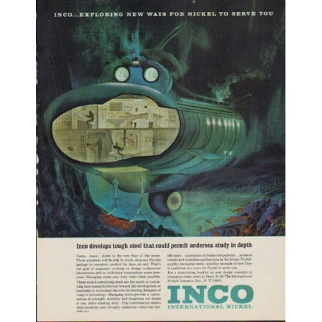 1963 Inco International Nickel Ad "Exploring New Ways"