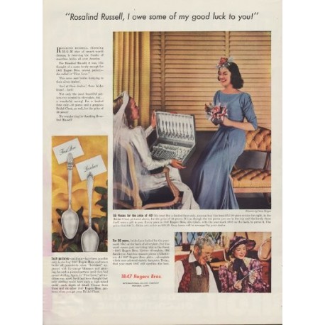 1938 International Silver Ad "Rosalind Russell"