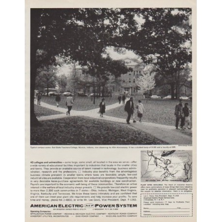 1963 American Electric Power System Ad "Typical campus scene"