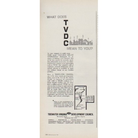 1963 Tidewater Virginia Development Council Ad "What Does TVDC Mean"