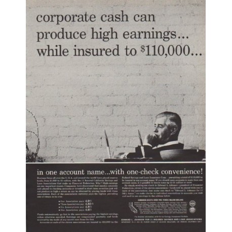 1963 Edward L. Johnson Ad "corporate cash"