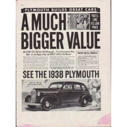 1938 Plymouth Ad "Much Bigger Value"