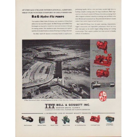1963 Bell & Gossett Ad "At Chicago O'Hare International Airport"