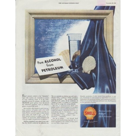 1948 Shell Oil Company Ad "Pure Alcohol"